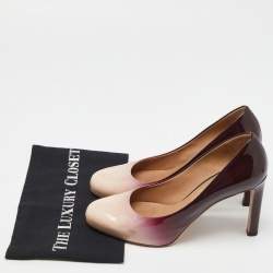 Salvatore Ferragamo Pink/Burgundy Ombre Patent Leather Platform Pumps Size 39