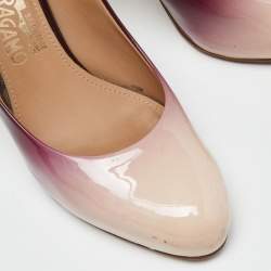 Salvatore Ferragamo Pink/Burgundy Ombre Patent Leather Platform Pumps Size 39