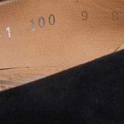 Pre Owned Salvatore Ferragamo Black Suede and Watersnake Leather Ponted Toe Pumps Size 39.5