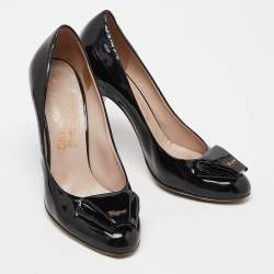 Salvatore Ferragamo Black Patent Leather Pumps Size 37.5