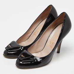 Salvatore Ferragamo Black Patent Leather Pumps Size 37.5