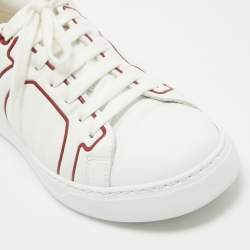 Ferragamo White/Red Leather Classic Tennis Low Top Sneakers Size 40