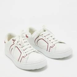 Ferragamo White/Red Leather Classic Tennis Low Top Sneakers Size 40