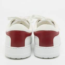 Ferragamo White/Red Leather Classic Tennis Low Top Sneakers Size 40