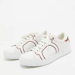 Ferragamo White/Red Leather Classic Tennis Low Top Sneakers Size 40