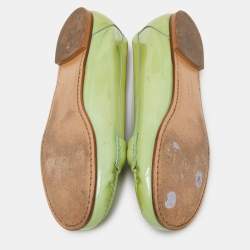 Pre Owned Salvatore Ferragamo Green Patent Leather Gancini Loafers Size 38