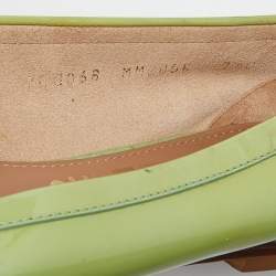 Pre Owned Salvatore Ferragamo Green Patent Leather Gancini Loafers Size 38