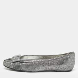 Salvatore Ferragamo Metallic Suede Regale Ballet Flats Size 41.5