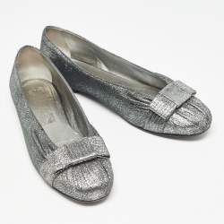 Salvatore Ferragamo Metallic Suede Regale Ballet Flats Size 41.5