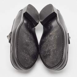 Pre Owned Salvatore Ferragamo Black Leather Gancini Loafers Size 39