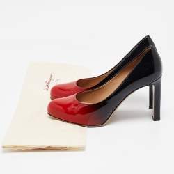 Salvatore Ferragamo Red/Black Ombre Patent Leather Platform Pumps Size 38