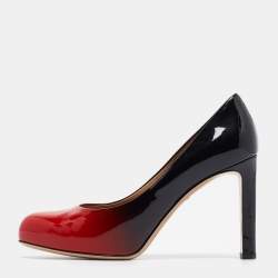 Salvatore Ferragamo Red/Black Ombre Patent Leather Platform Pumps Size 38
