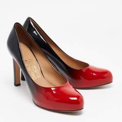 Salvatore Ferragamo Red/Black Ombre Patent Leather Platform Pumps Size 38