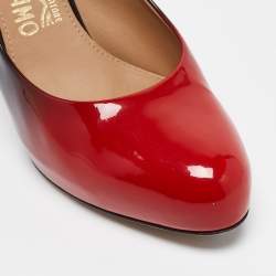 Salvatore Ferragamo Red/Black Ombre Patent Leather Platform Pumps Size 38