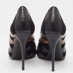 Pre Owned Salvatore Ferragamo Multicolor Leather and Suede Pointed Toe Pumps Size 38.5