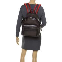 Salvatore Ferragamo Black Firenze Glow Leather Backpack 