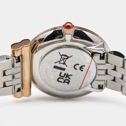 Pre Owned Salvatore Ferragamo White Two-Tone Stainless Steel Gancini SFMV00422 Women's Wristwatch 28 mm