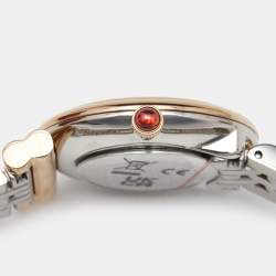 Pre Owned Salvatore Ferragamo White Two-Tone Stainless Steel Gancini SFMV00422 Women's Wristwatch 28 mm