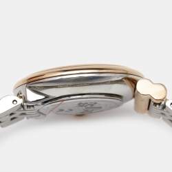 Pre Owned Salvatore Ferragamo White Two-Tone Stainless Steel Gancini SFMV00422 Women's Wristwatch 28 mm