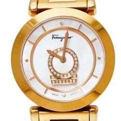 Pre Owned ساعة يد نسائية سالفاتوري فيراغامو "مينويتو" ستانلس ستيل ذهبي اللون 37 مم