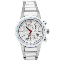Salvatore Ferragamo White Ceramic And Titanium F-80 Women's Wristwatch 38 mm