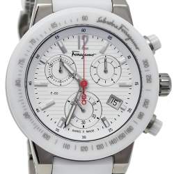 Salvatore Ferragamo White Ceramic And Titanium F-80 Women's Wristwatch 38 mm