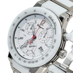 Salvatore Ferragamo White Ceramic And Titanium F-80 Women's Wristwatch 38 mm