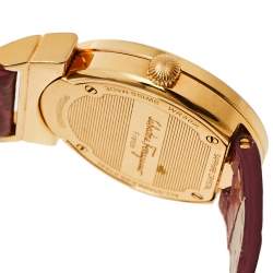 مملوكة مسبقًا Salvatore Ferragamo Silver Gold Plated Stainless Steel and Leather Grande Maison F72 Women's Wristwatch 33 mm