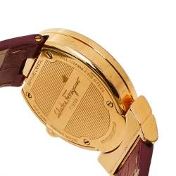 مملوكة مسبقًا Salvatore Ferragamo Silver Gold Plated Stainless Steel and Leather Grande Maison F72 Women's Wristwatch 33 mm