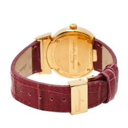 مملوكة مسبقًا Salvatore Ferragamo Silver Gold Plated Stainless Steel and Leather Grande Maison F72 Women's Wristwatch 33 mm