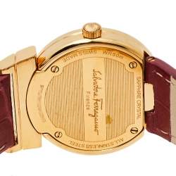 مملوكة مسبقًا Salvatore Ferragamo Silver Gold Plated Stainless Steel and Leather Grande Maison F72 Women's Wristwatch 33 mm