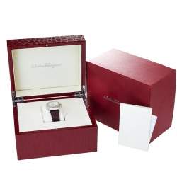 مملوكة مسبقًا ساعة يد نسائية سالفاتوري فيراغامو غراند ميزون أف72 جلد ستانلس ستيل فضي 30 مم