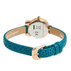 Pre Owned Salvatore Ferragamo Mother of Pearl Rose Gold Plated Stainless Leather Gancino SFIK00319 Women's Wristwatch 22 mm