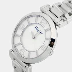 مملوكة مسبقًا Salvatore Ferragamo Mother of Pearl Diamond Stainless Steel Gancino Deco FG3050014 Women's Wristwatch 39 mm