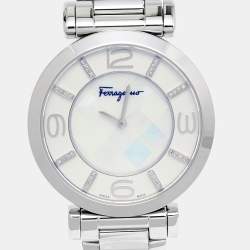 Pre Owned ساعة يد نسائية سالفاتوري فيراغامو غانشينو ديكو FG3050014 ستانلس ستيل ألماس صدف  39 مم