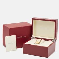 Pre Owned Salvatore Ferragamo Mother Of Pearl Gold Plated Stainless Steel Renaissance F69 Women's Wristwatch 32 mm