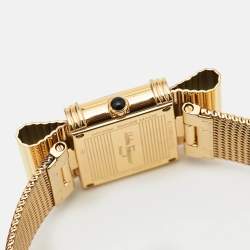 Pre Owned Salvatore Ferragamo Mother Of Pearl Gold Plated Stainless Steel Renaissance F69 Women's Wristwatch 32 mm