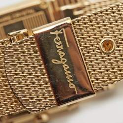 Pre Owned Salvatore Ferragamo Mother Of Pearl Gold Plated Stainless Steel Renaissance F69 Women's Wristwatch 32 mm