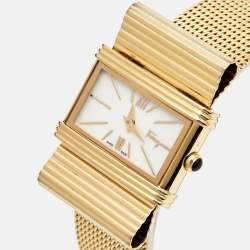 Pre Owned Salvatore Ferragamo Mother Of Pearl Gold Plated Stainless Steel Renaissance F69 Women's Wristwatch 32 mm