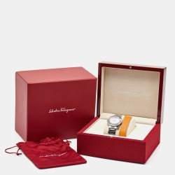 Pre Owned Salvatore Ferragamo Silver Stainless Steel Gancino F64 Women's Wristwatch 36 mm