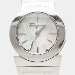 Pre Owned Salvatore Ferragamo Mother of Pearl Stainless Steel F70 Women's Wristwatch 24 mm
