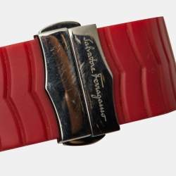 Pre Owned Salvatore Ferragamo Red Diamond Stainless Steel Rubber Assoluto F59 Women's Wristwatch 40 mm 