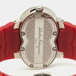 Pre Owned Salvatore Ferragamo Red Diamond Stainless Steel Rubber Assoluto F59 Women's Wristwatch 40 mm 