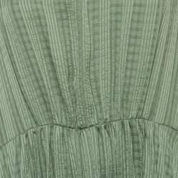 Pre Owned Samsøe & Samsøe Green Textured Satin Dorothe Dress 14018 XS/S