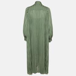 Pre Owned Samsøe & Samsøe Green Textured Satin Dorothe Dress 14018 XS/S