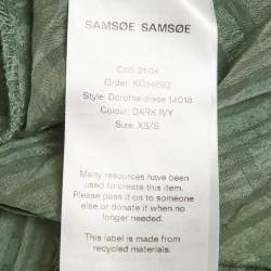 Pre Owned Samsøe & Samsøe Green Textured Satin Dorothe Dress 14018 XS/S