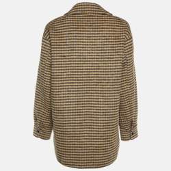 Sandro Orange Checked Wool Embellished Brodan Coat S