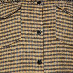 Sandro Orange Checked Wool Embellished Brodan Coat S