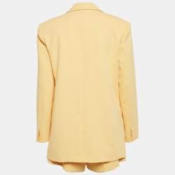 Sandro Yellow Crepe Single Breasted Shorts Suit S