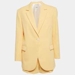 Sandro Yellow Crepe Single Breasted Shorts Suit S